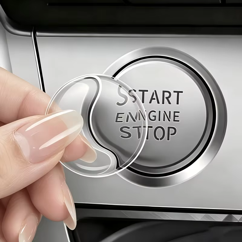 Crystal Transparent Protective Sticker for Car Ignition Switch Button, Suitable for StartStop Button Protection Sticker