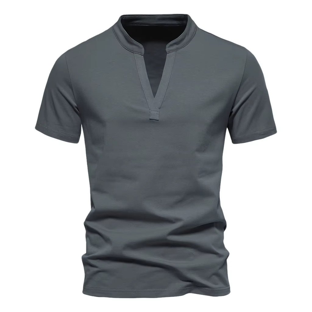 My Store MRMT 2026 Brand New Men's t Shirt Deep V-Neck Short Sleeve T-shirt For Male Elastic Bottom Tops Small Standing Neck Tshirt