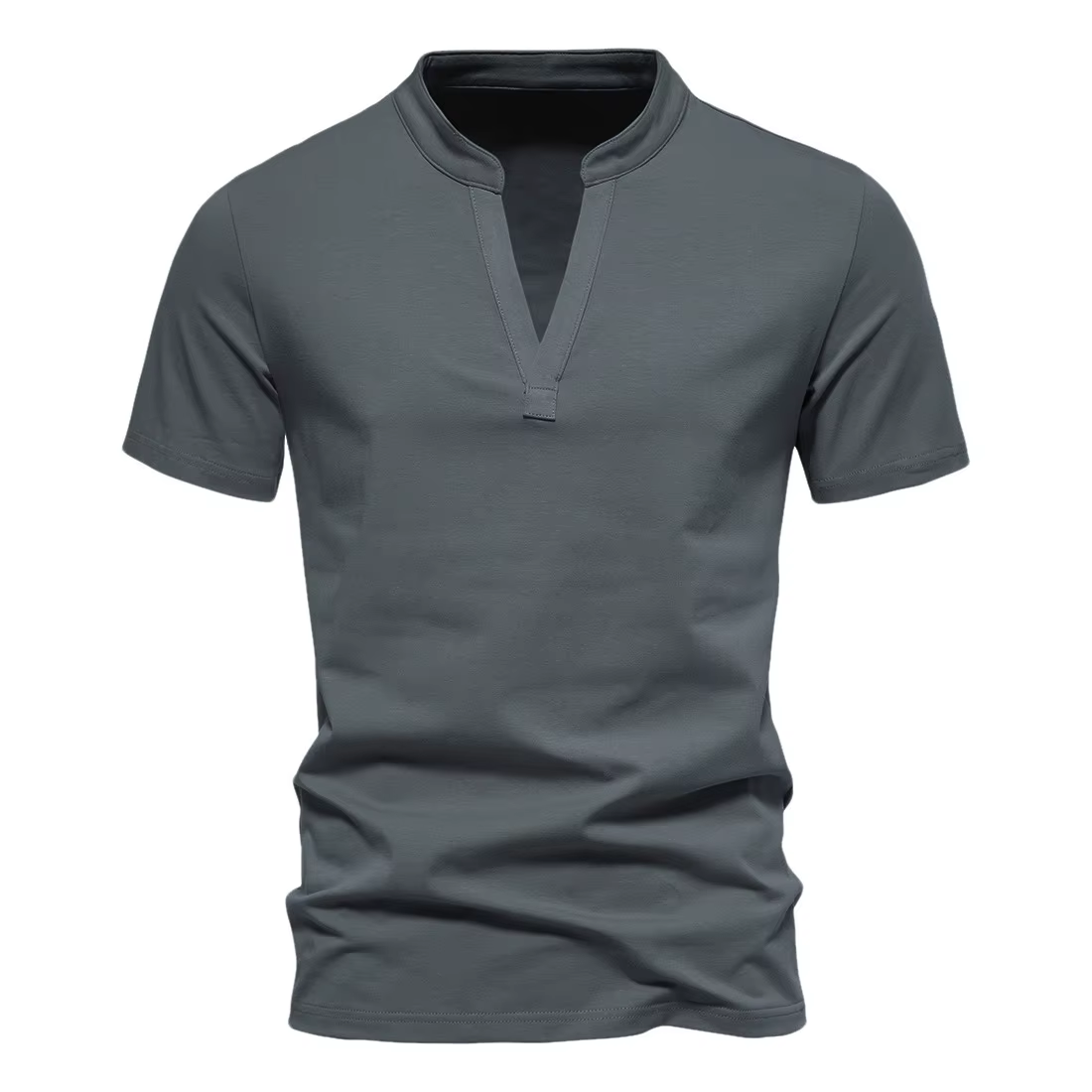 My Store MRMT 2026 Brand New Men's t Shirt Deep V-Neck Short Sleeve T-shirt For Male Elastic Bottom Tops Small Standing Neck Tshirt