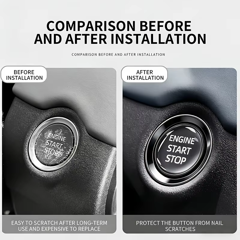 Crystal Transparent Protective Sticker for Car Ignition Switch Button, Suitable for StartStop Button Protection Sticker